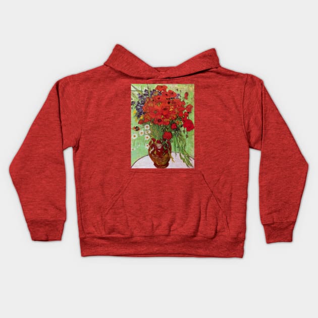 Red Poppies and Daisies by Vincent van Gogh Kids Hoodie by MasterpieceCafe